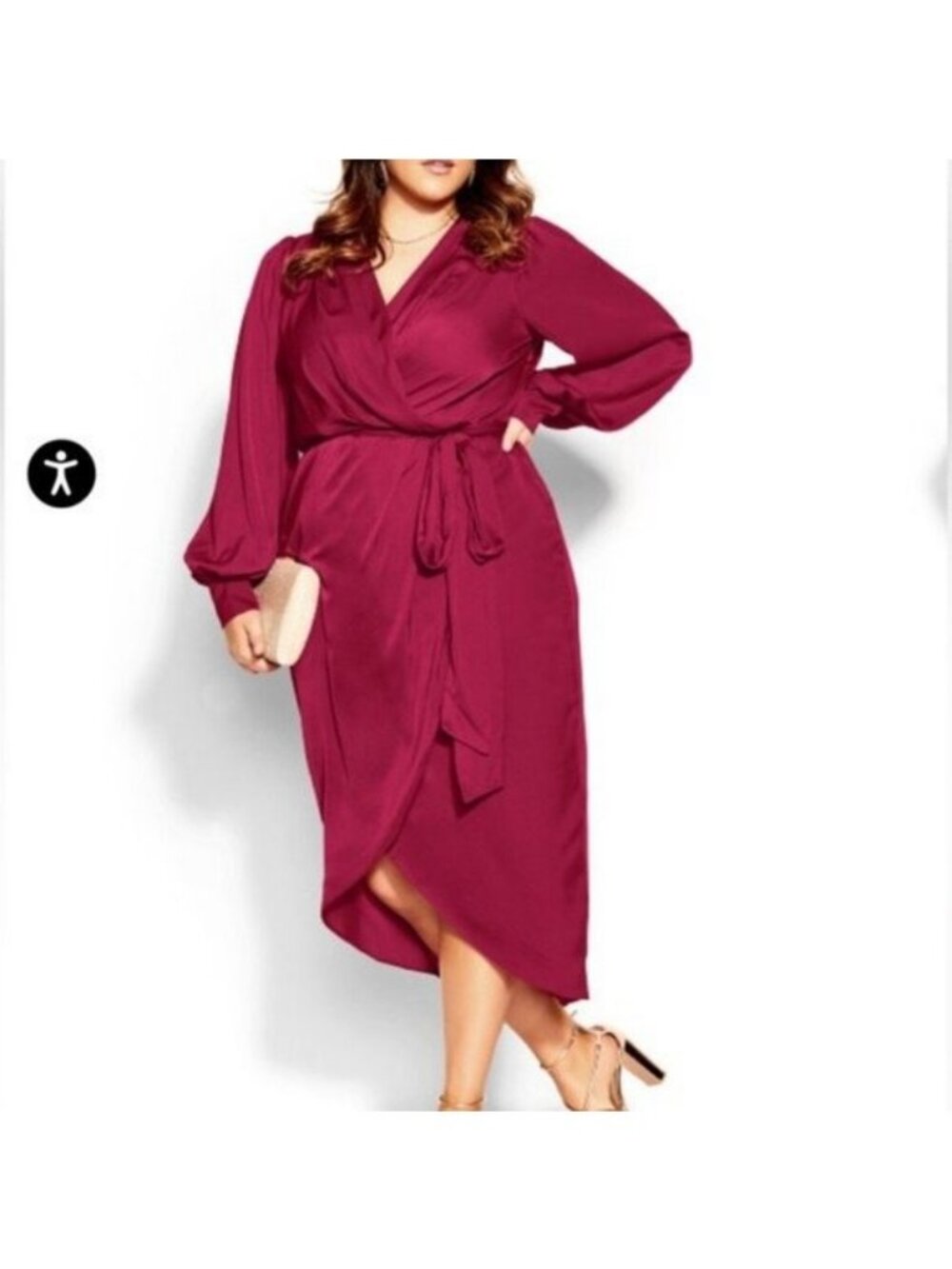 City Chic Magenta Opulent Wrap Dress Size XXL/24 NWT